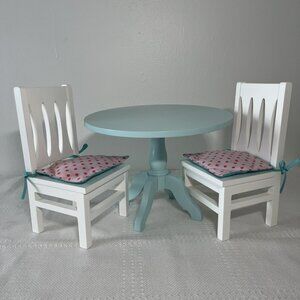 American Girl Truly Me White Dining Table & Chairs With Cushions, 2017